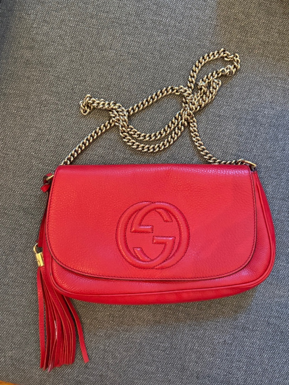 Red Gucci Soho bag with tassel